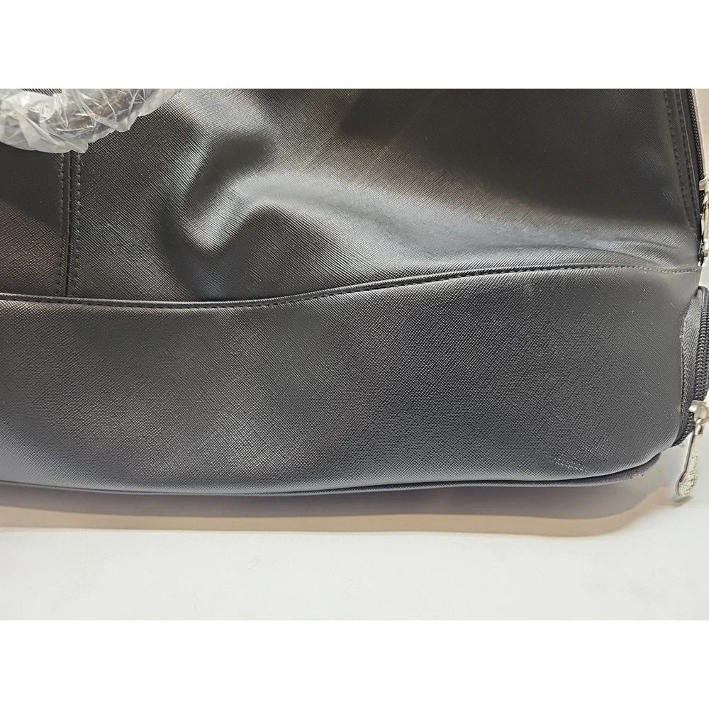 JM New York Black Leather Rolling Duffle Bag St Tropez Luggage 22